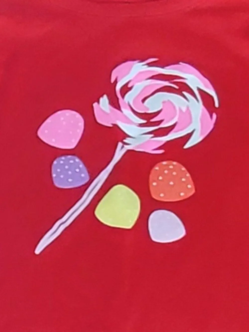 Xhilaration Lollipop Candy Pajama Top Girls XS 4/5 Red Long Sleeve
